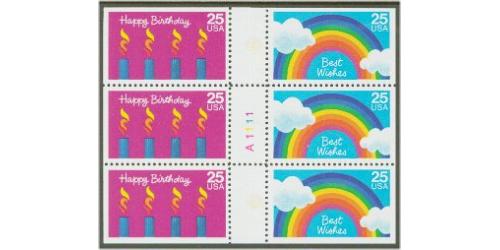 #2396a Thinking and Love You, Pane of Six