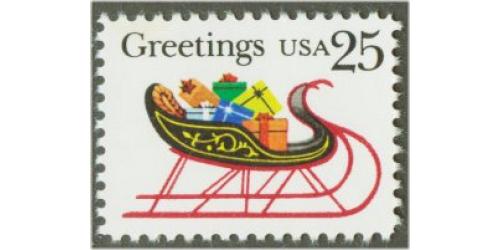 #2428 Christmas - Sleigh and Presents, Sheet Stamp