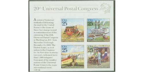 #2438 Traditional Mail Delivery, Souvenir Sheet of Four