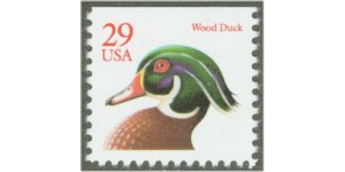 #2485 Wood Duck, Booklet Single Red 29¢