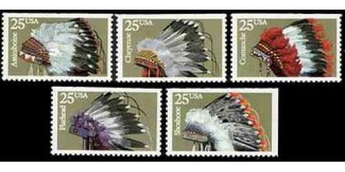 #2501-05 Indian Headdresses, Five Booklet Singles