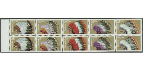 #2505a Indian Headdresses, Pane of Ten