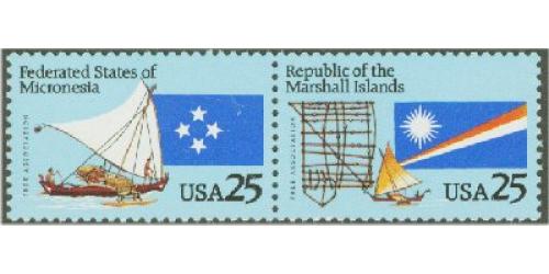 #2506-07 Micronesia & Marshall Islands, Two Singles
