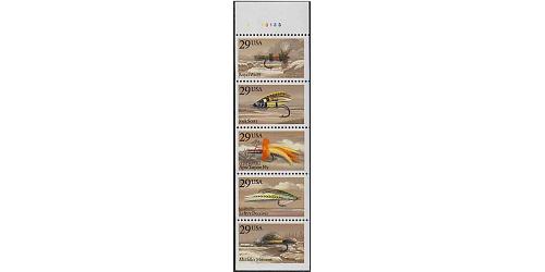 #2549au Fishing Flies, Unfolded Booklet Pane of Five, #A23133