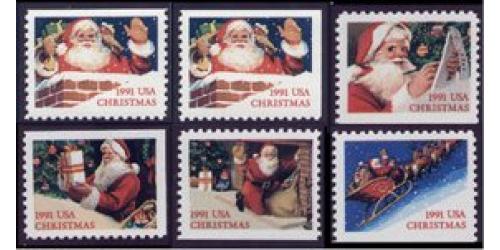 #2580-85 Santa Claus, Six Booklet Singles
