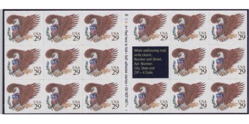 #2595a Eagle & Shield Pane of 17, Brown Denomination