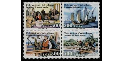 #2623a Italy #1880a Joint Issue, Columbus Voyages, Block of Four