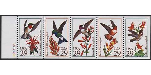 #2646au Hummingbirds, Unfolded Pane of Five #A2212122