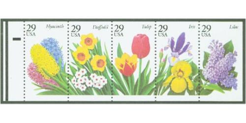 #2760-64 Garden Flowers, Five Booklet Singles