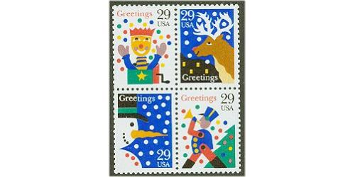 #2794a Christmas Designs, Block of Four