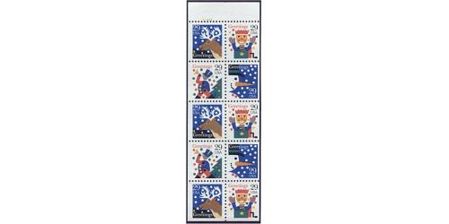 #2798bu Christmas Designs, Booklet Pane of 10 - Unfolded