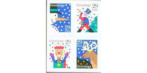 #2799-2802 Christmas Designs, Four Booklet Singles