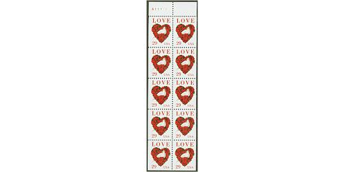 #2814a Love & Dove, Pane of 10