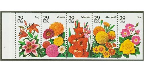 #2829-33 Garden Flowers, Five Singles