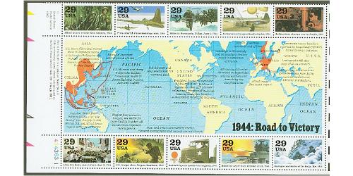 #2838 World War II Souvenir Sheet (1944)