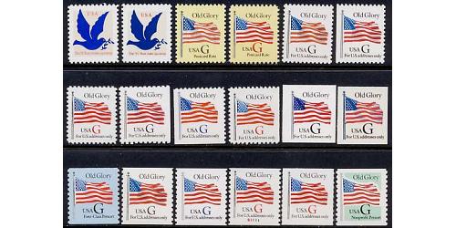 #2877//2893 Complete Set of 18 "G" Rate Stamps