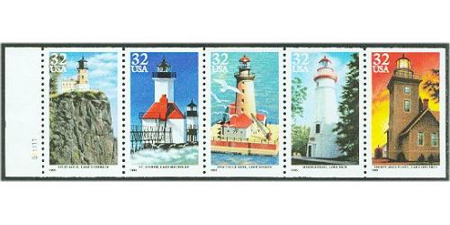 #2973a Lighthouses, Booklet pane of Five