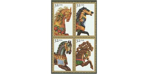 #2976-79 Carousel Horses, Four Singles