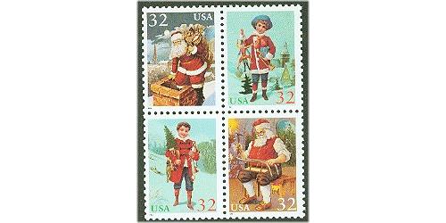 #3004v-3007v Santa & Children, Four Booklet Singles