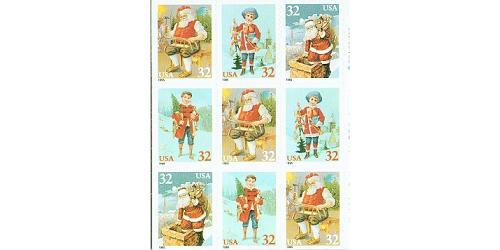 #3008-3011 Santa & Children, Block of Nine