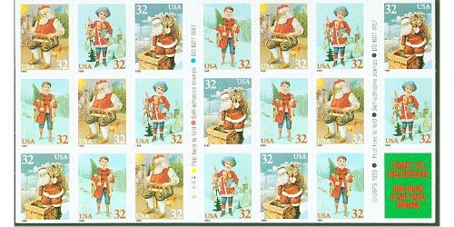 #3011a Santa & Children, Convertible Booklet Pane of 20