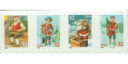 #3014-17 Santa & Children, Coils - Four Singles