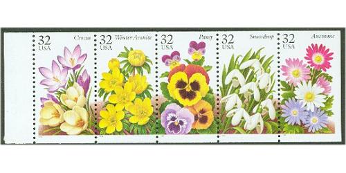 #3025-29 Winter Flowers, Five Singles