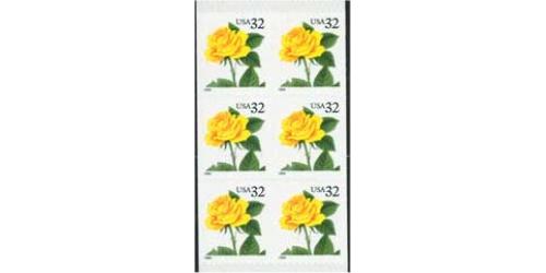 #3049d Yellow Rose, Pane of Six