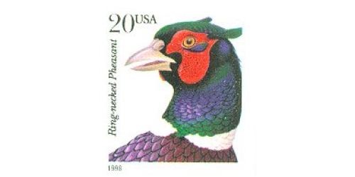 #3051 Ring Neck Pheasant, Booklet Single Die-cut 10½x11