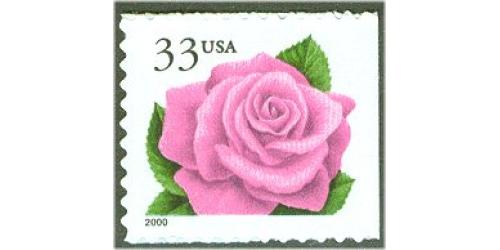 #3052E Coral Rose, Booklet Single from Double-sided Pane of 20
