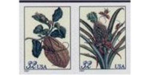 #3127b Moth & Cockroaches, Merian Botanical Prints, Attached Pair