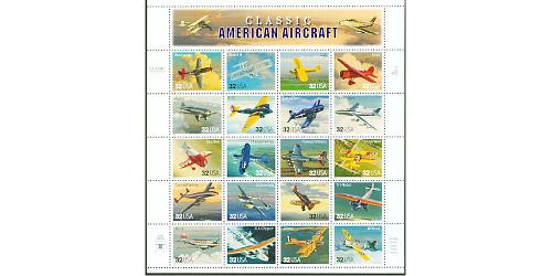 #3142 Classic Aircraft, Sheet of 20 Stamps