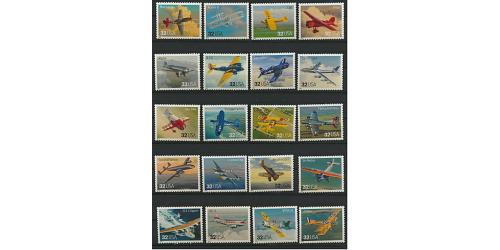 #3142a-t Classic Aircraft, Complete Set of 20 Single Stamps