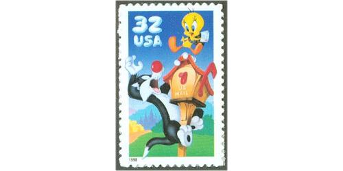 #3205a Sylvester & Tweety Looney Tunes, Single Die-cut Stamp