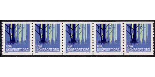 #3207 Non-profit Wetlands, Perforated Coil PNC Strip of 5, #S111