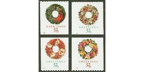 #3245-48 Christmas Wreaths, Set of Four Singles from Vending Book