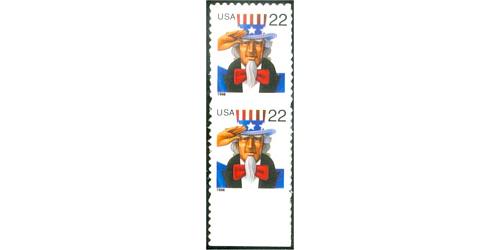 #3259a Uncle Sam, Die-cut 10.8x10.5, Pair, variety & normal