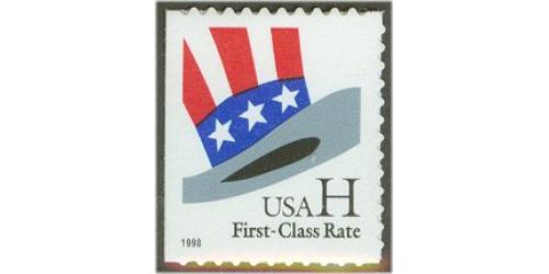 #3267 "H" Hat Stamp, Booklet Single Die-cut 9.9