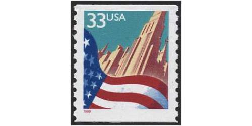 #3280 Flag over City Coil, Small 1¼ mm 1999 Date
