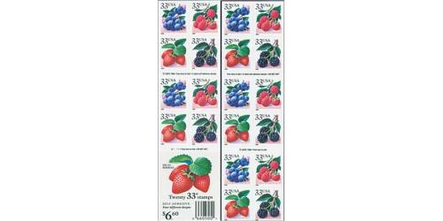 #3297d Berries, Double-sided Pane of 20