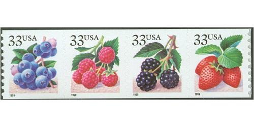 #3302-3305 Fruit Berries, Set of Four Coil Singles