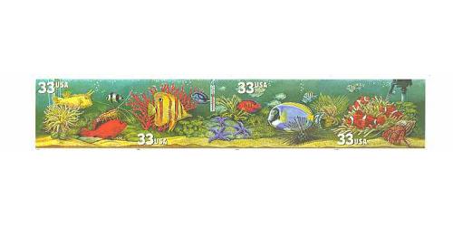 #3320b Aquarium Fish, Strip of Four