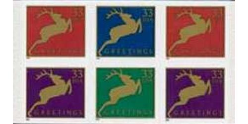 #3367c Deer, Booklet Pane of Six from Vending Book #BK276B
