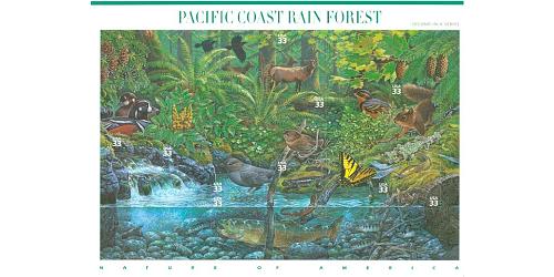 #3378 Pacific Coast Rain Forest Nature of America Souvenir Sheet