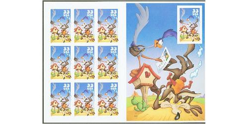 #3391 Wile E. Coyote Looney Tunes, Regular Souvenir Sheet of Ten