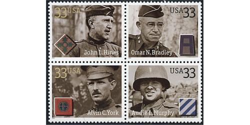 #3396a Distinguished Soldiers, Block of Four