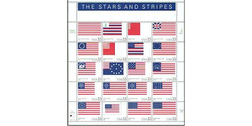 #3403 Historic American Flags, The Stars and Stripes,  Pane 20 Stamps