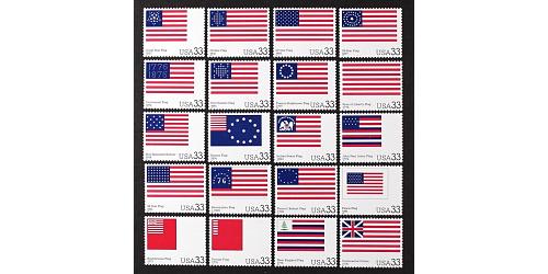 #3403a-t Historic American Flags, The Stars Stripes, 20 Singles