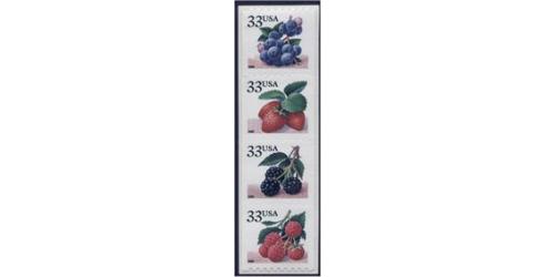 #3404-07 Fruit Berries Coil, Set of Four Single Stamps