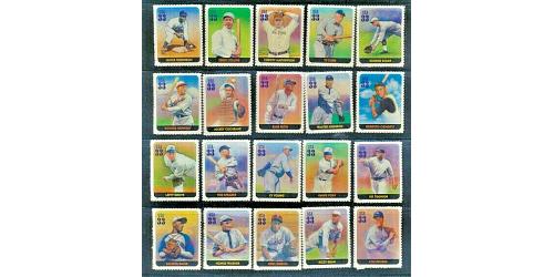 #3408a-t Legends of Baseball, Complete Set of 20 Single Stamps